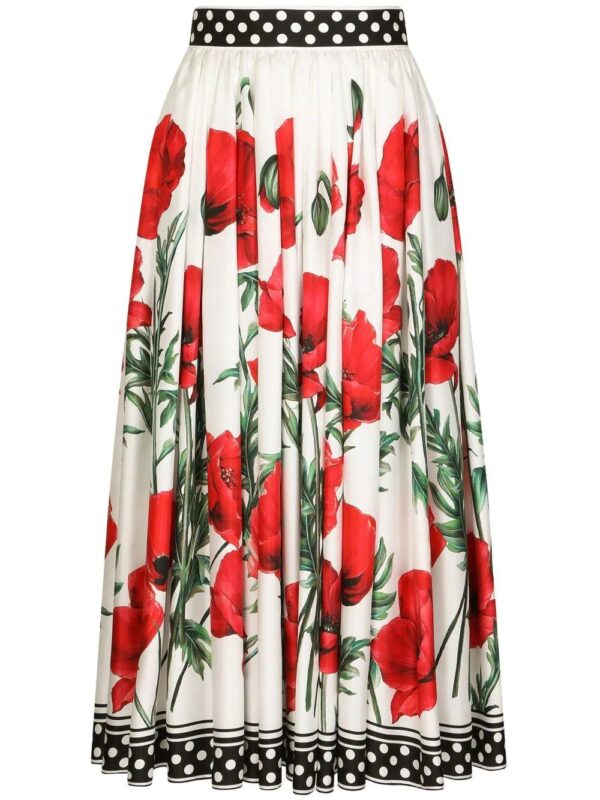 Dolce & Gabbana  poppy-print high-waisted skirt
