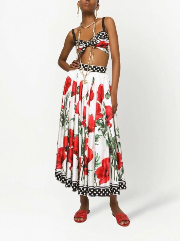 Dolce & Gabbana  poppy-print high-waisted skirt - Image 2
