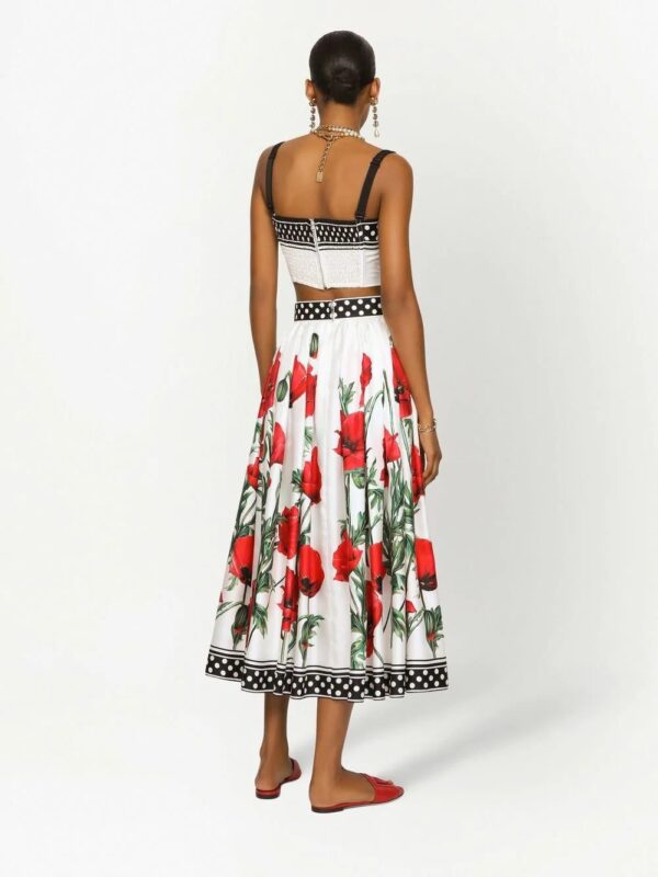 Dolce & Gabbana  poppy-print high-waisted skirt - Image 4