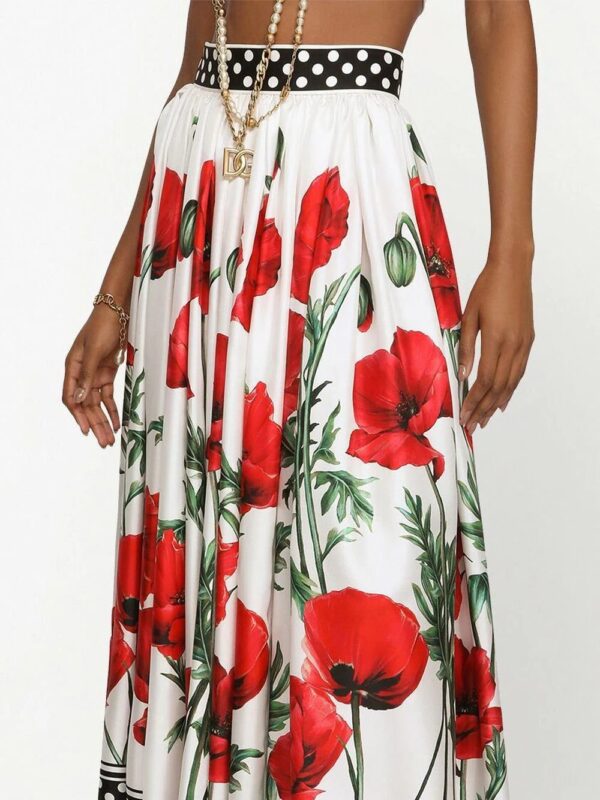 Dolce & Gabbana  poppy-print high-waisted skirt - Image 3