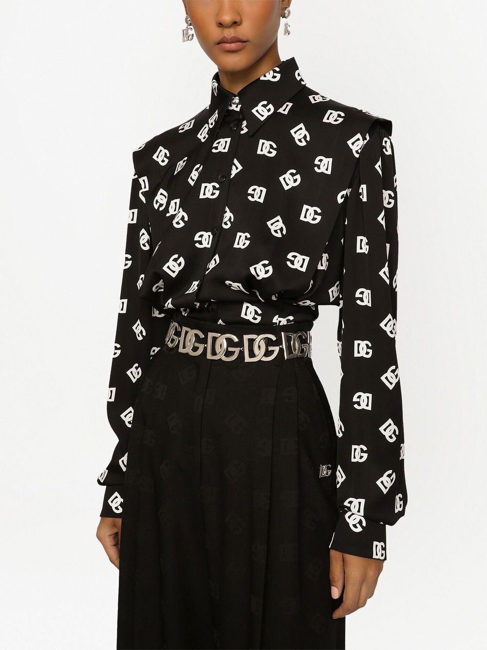 Dolce & Gabbana DG-logo stretch-silk shirt - Image 5