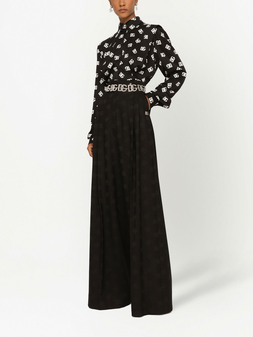 Dolce & Gabbana DG-logo stretch-silk shirt - Image 3