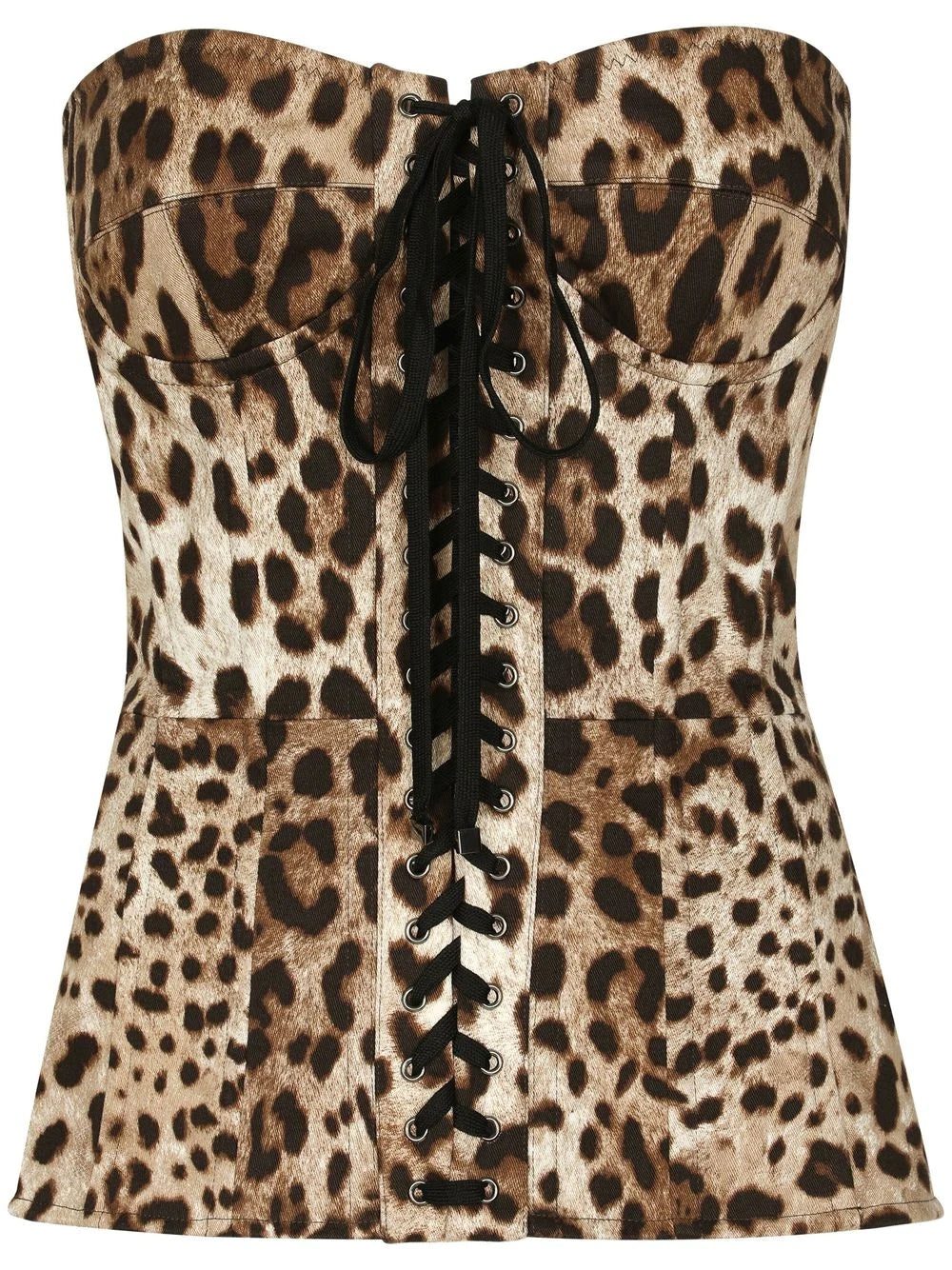 Dolce & Gabbana leopard-print lace-up corset