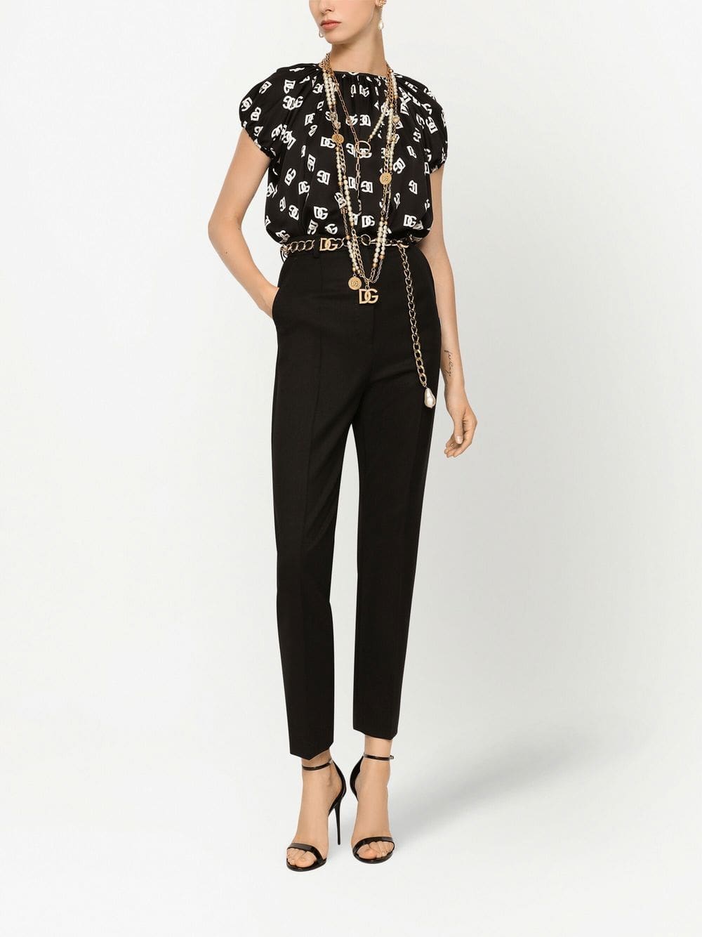 Dolce & Gabbana logo-print silk blouse - Image 3