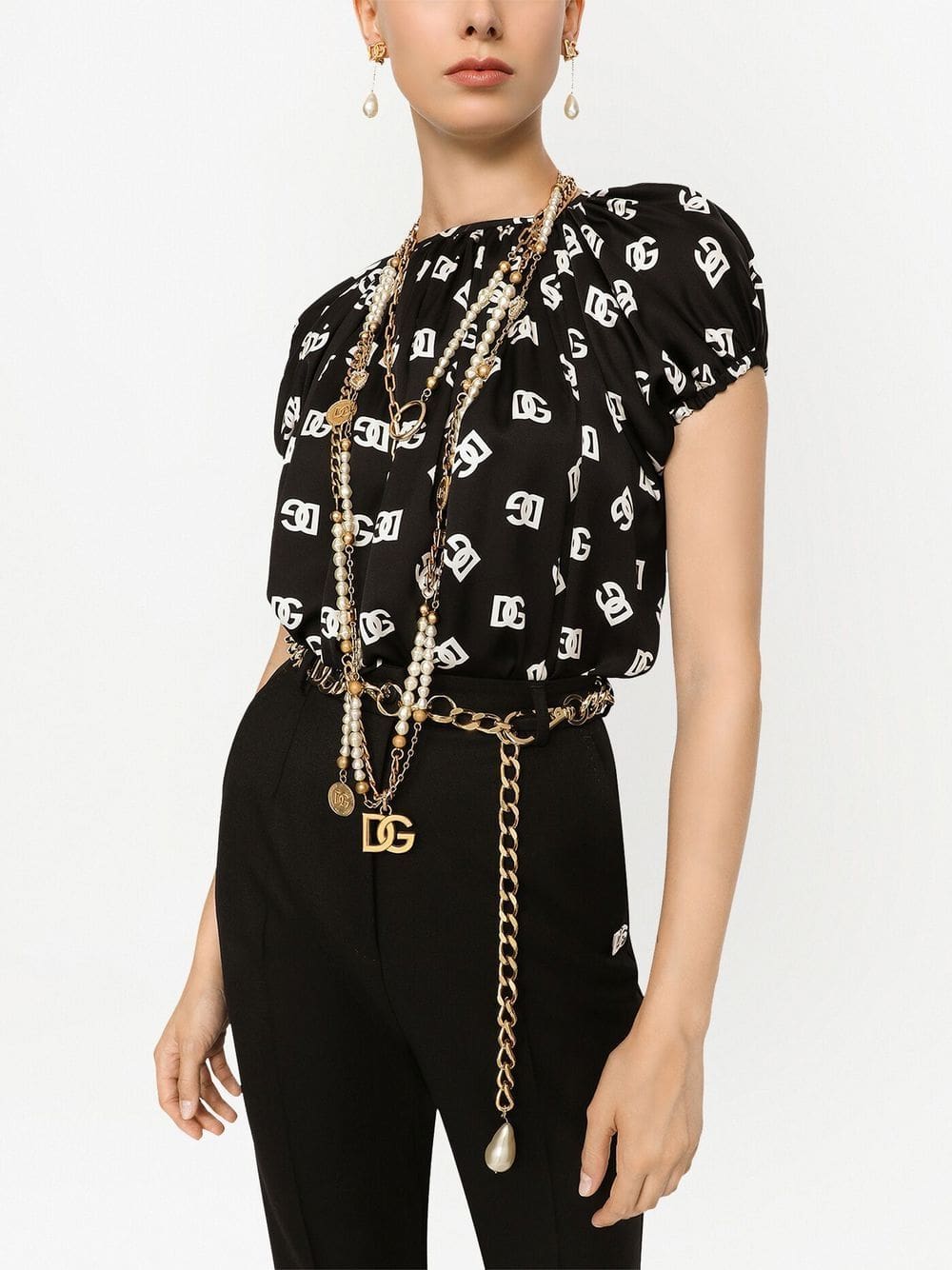 Dolce & Gabbana logo-print silk blouse - Image 5