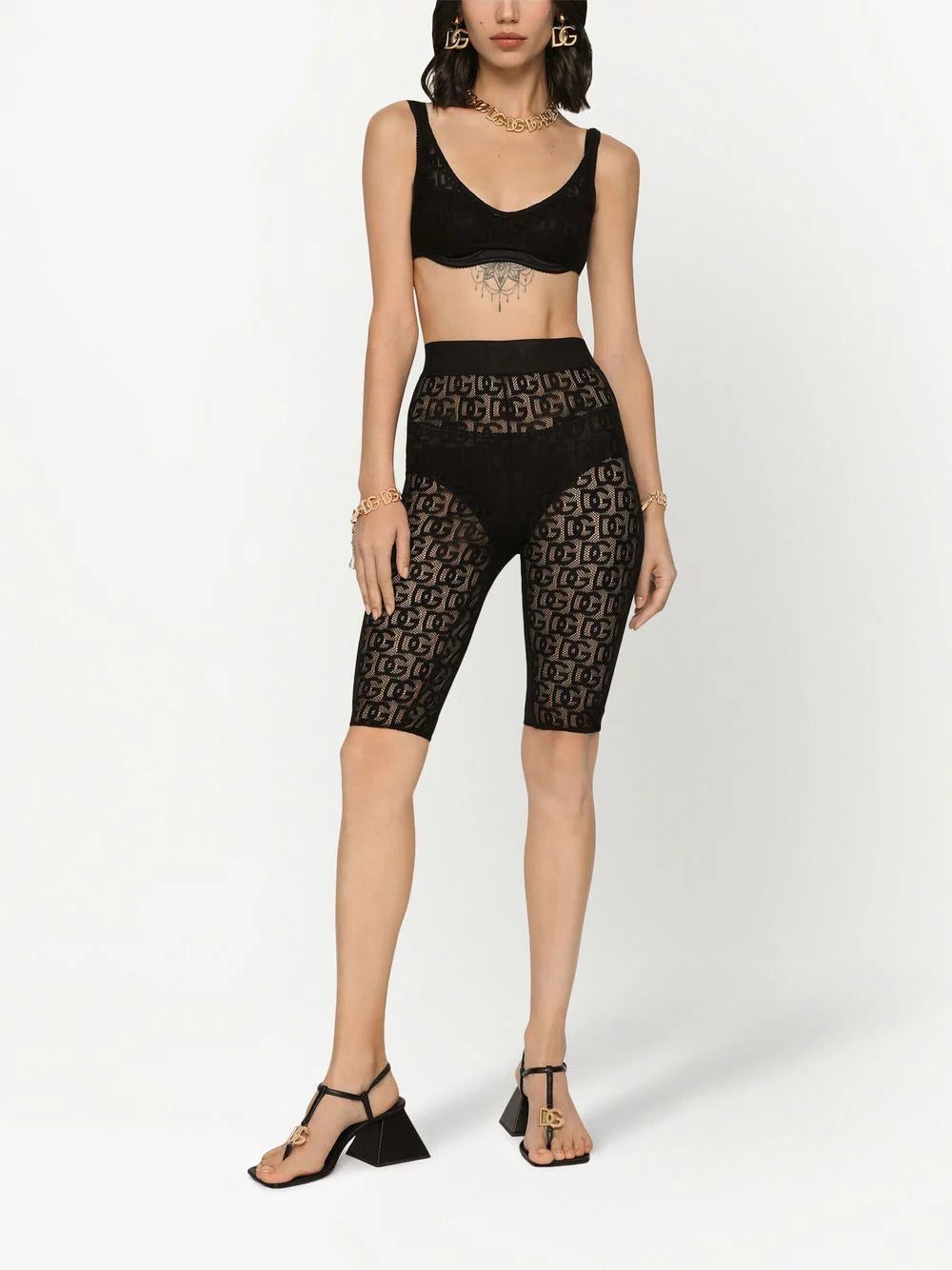 Dolce & Gabbana DG-logo jacquard tulle bralette - Image 3