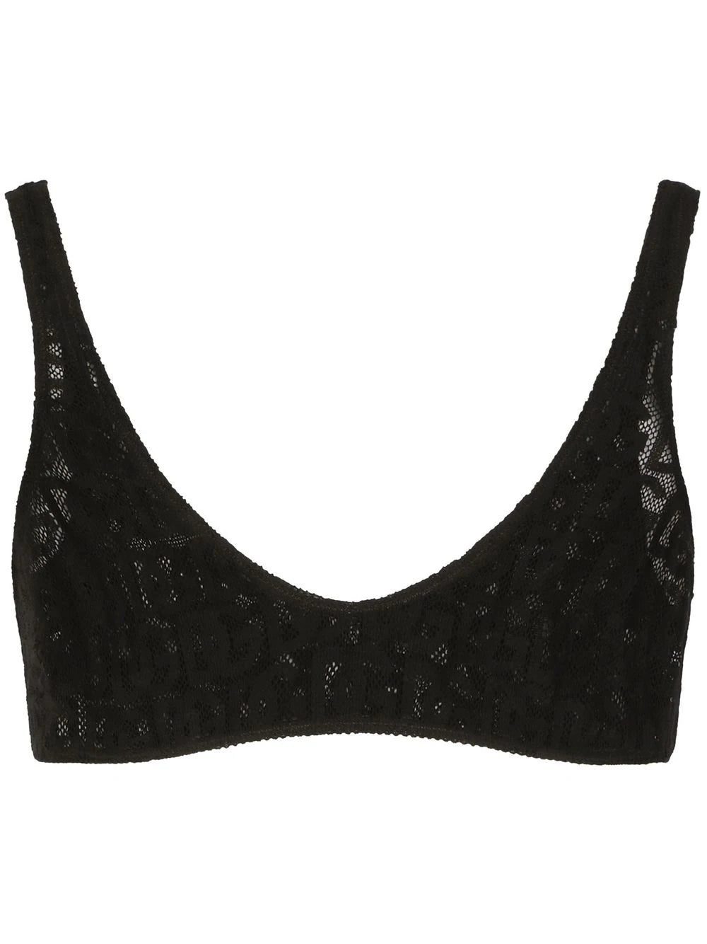 Dolce & Gabbana DG-logo jacquard tulle bralette