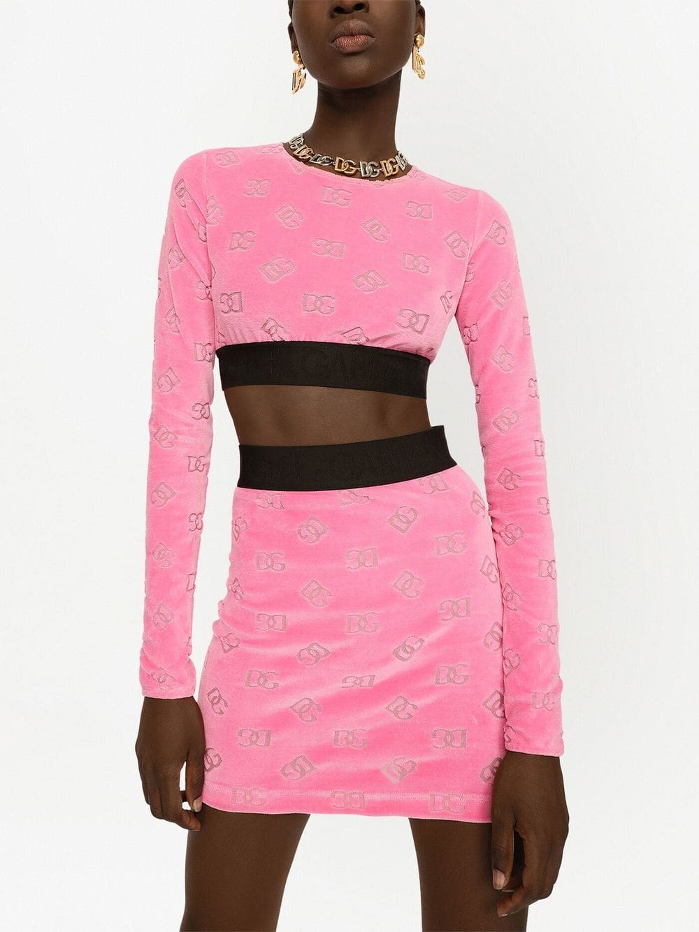 Dolce & Gabbana DG-logo flocked crop top - Image 5
