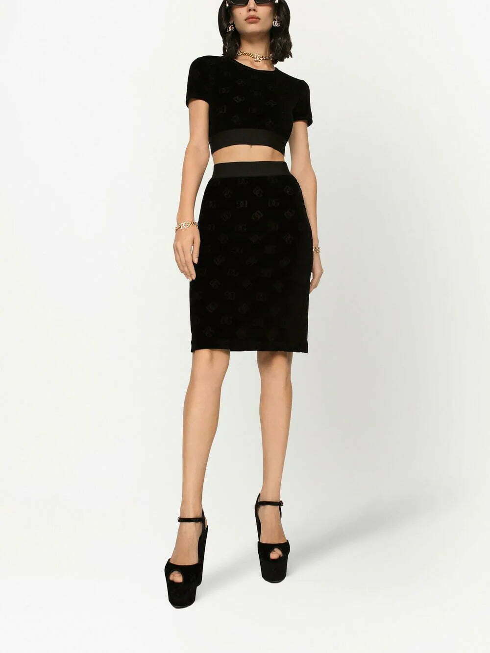 Dolce & Gabbana monogram-pattern short-sleeve cropped top - Image 2