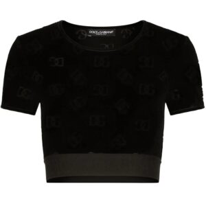 Dolce & Gabbana monogram-pattern short-sleeve cropped top