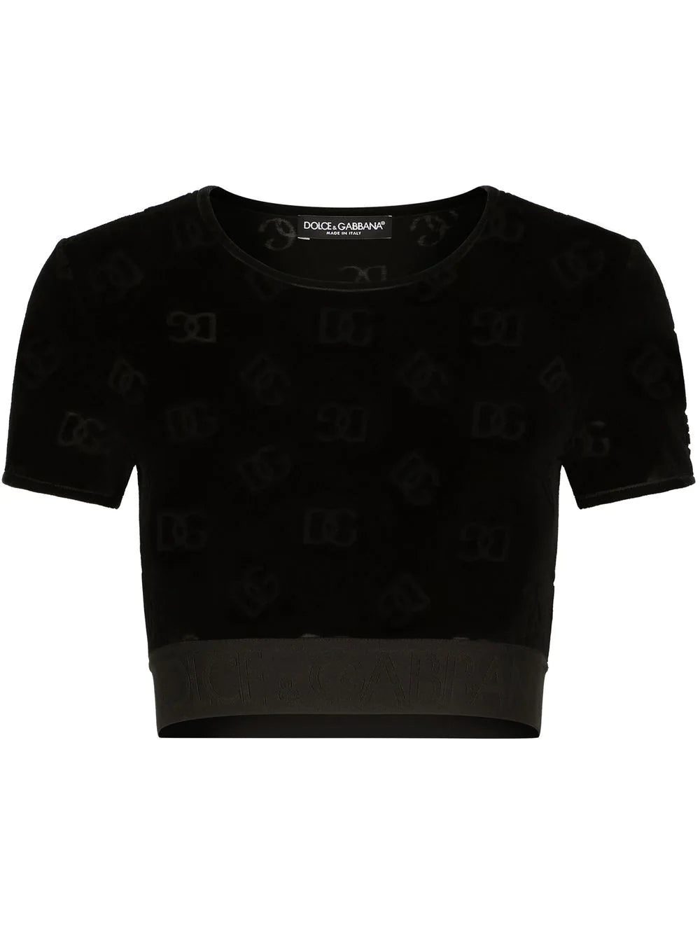 Dolce & Gabbana monogram-pattern short-sleeve cropped top