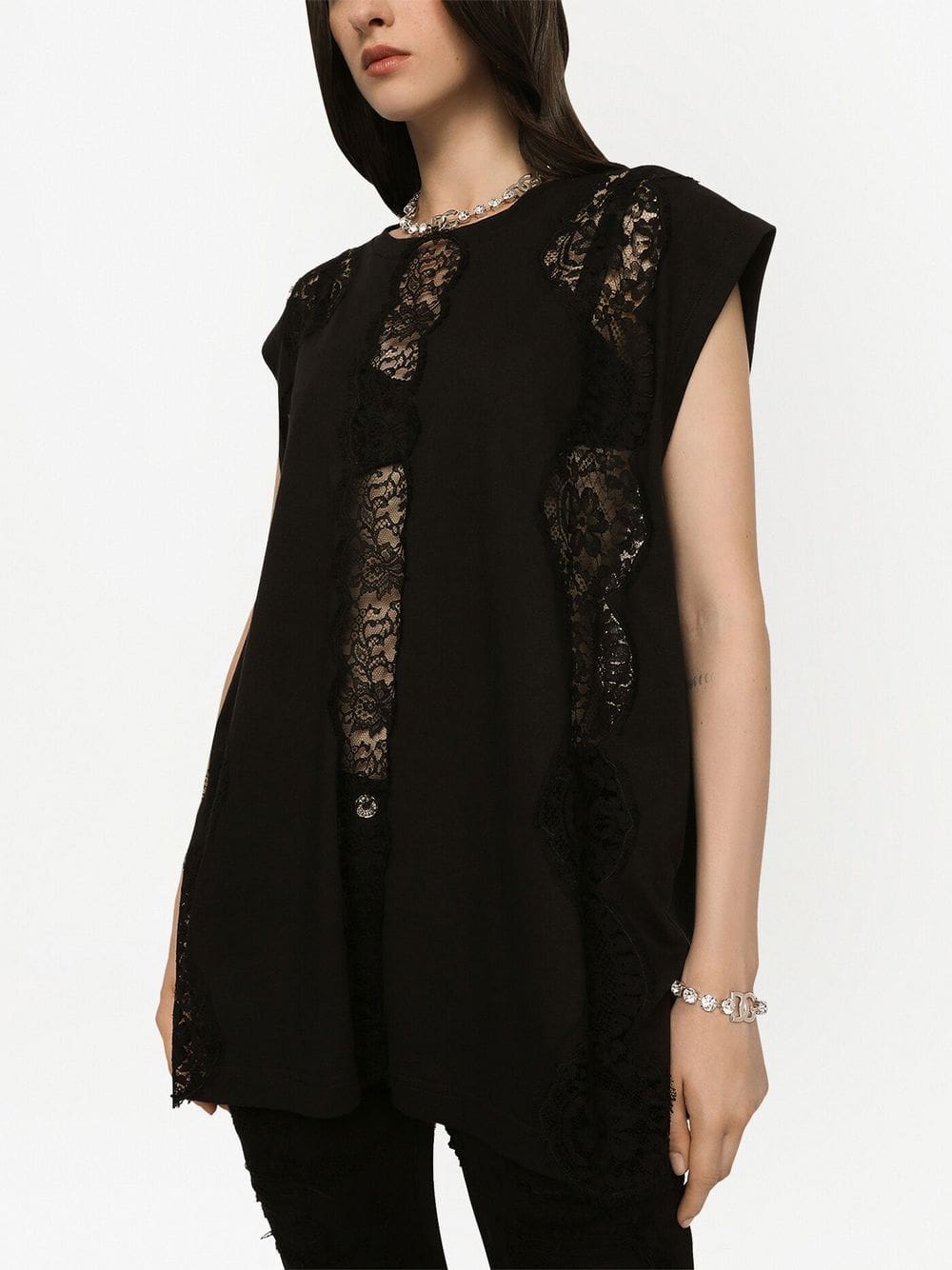 Dolce & Gabbana lace-trim cap-sleeve blouse - Image 5