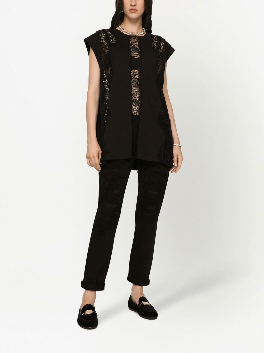 Dolce & Gabbana lace-trim cap-sleeve blouse - Image 3