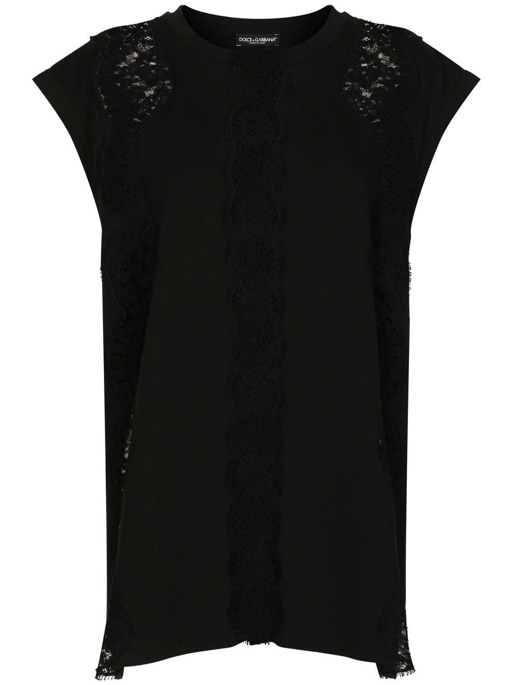 Dolce & Gabbana lace-trim cap-sleeve blouse