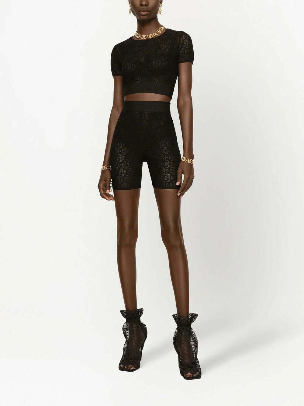 Dolce & Gabbana monogram lace-trim cropped top - Image 3