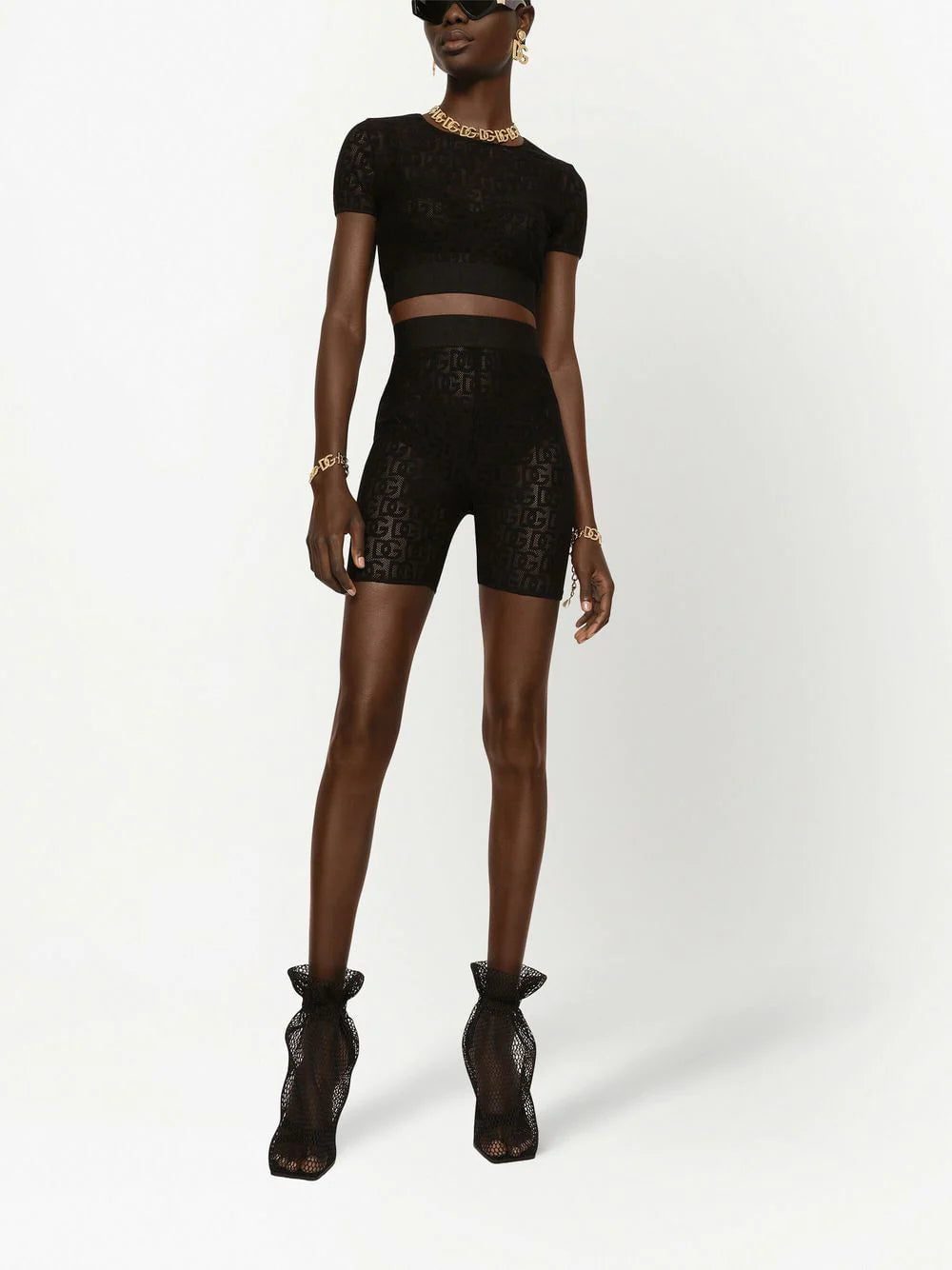 Dolce & Gabbana monogram lace-trim cropped top - Image 2