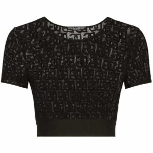 Dolce & Gabbana monogram lace-trim cropped top