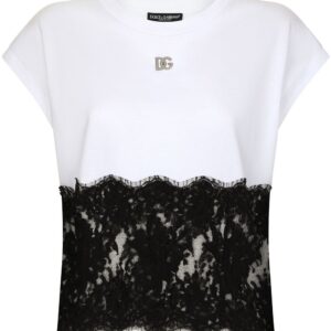 Dolce & Gabbana DG-logo lace-trim T-shirt