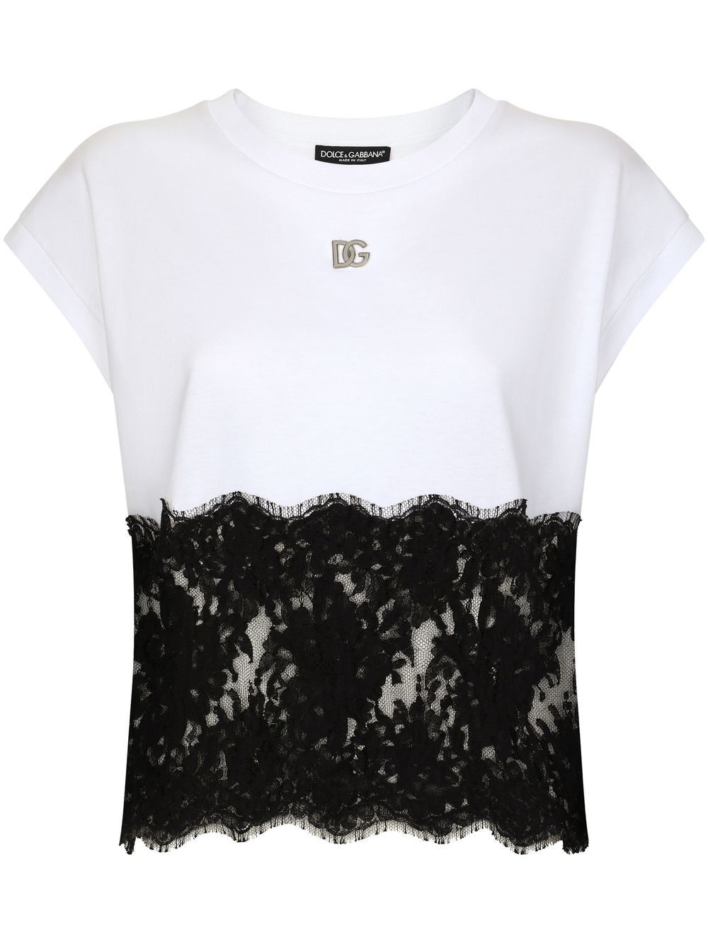 Dolce & Gabbana DG-logo lace-trim T-shirt