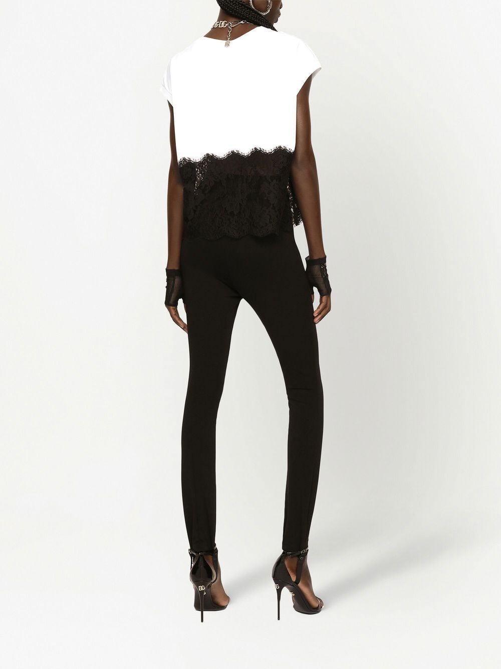 Dolce & Gabbana DG-logo lace-trim T-shirt - Image 4