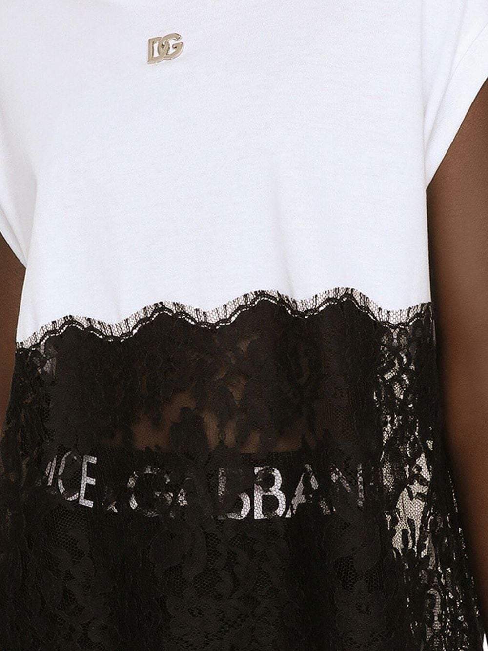 Dolce & Gabbana DG-logo lace-trim T-shirt - Image 5