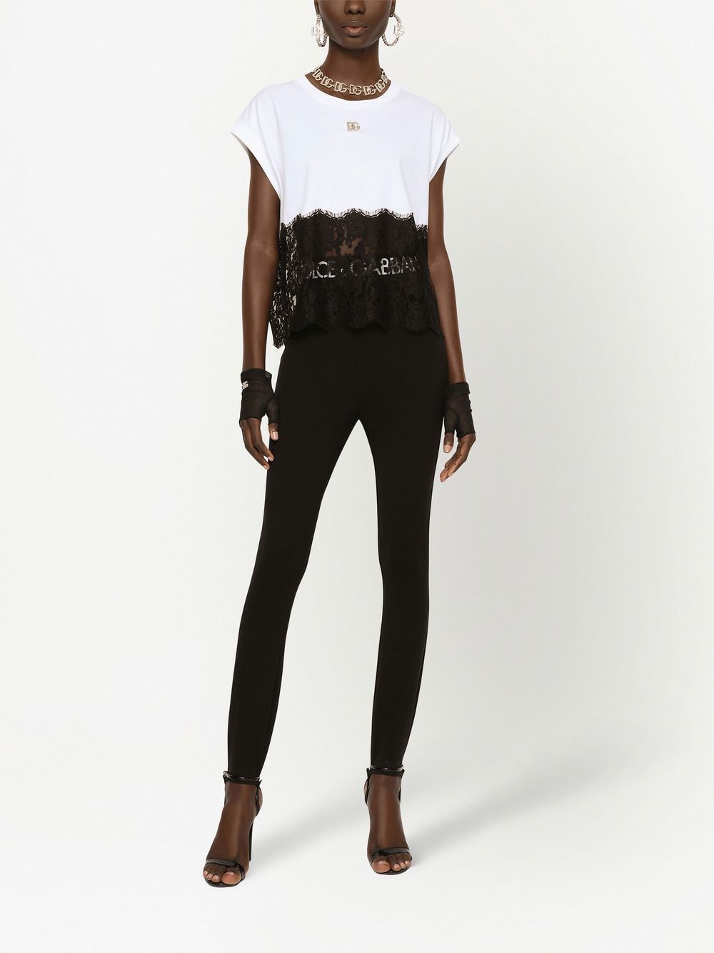 Dolce & Gabbana DG-logo lace-trim T-shirt - Image 3