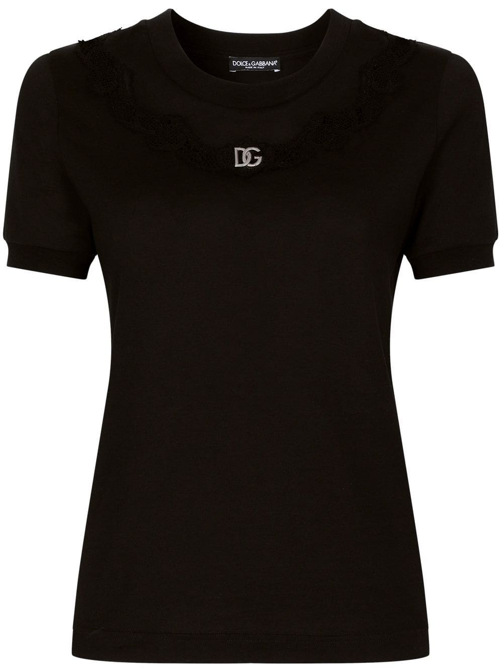 Dolce & Gabbana DG-logo lace-trim T-shirt