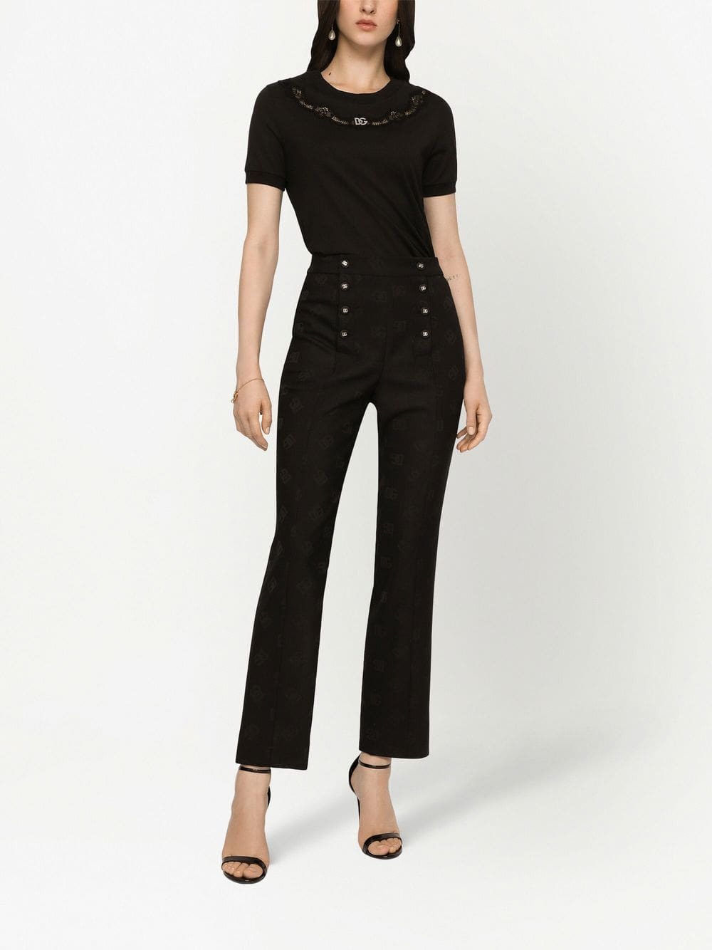 Dolce & Gabbana DG-logo lace-trim T-shirt - Image 3