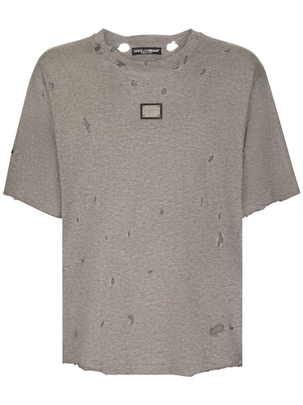 Dolce & Gabbana  distressed logo-plaque T-shirt