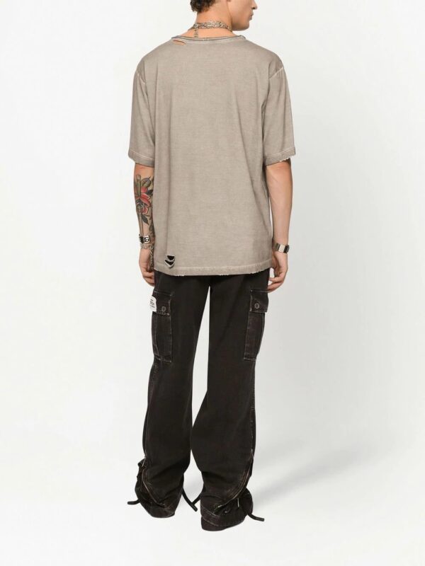 Dolce & Gabbana  ripped-detail logo-print T-shirt - Image 4