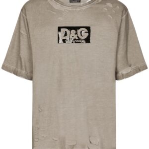 Dolce & Gabbana  ripped-detail logo-print T-shirt