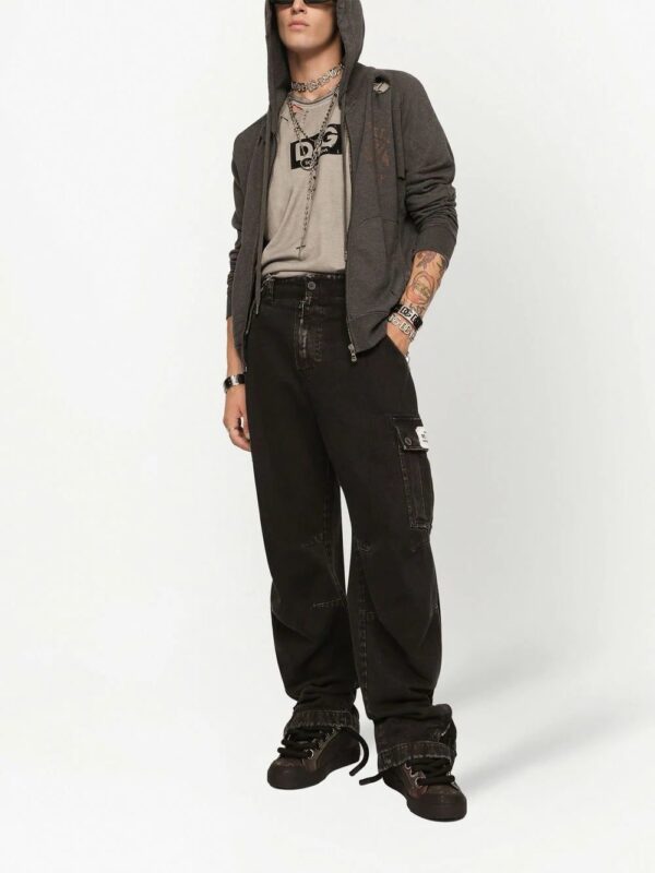 Dolce & Gabbana  ripped-detail logo-print T-shirt - Image 2