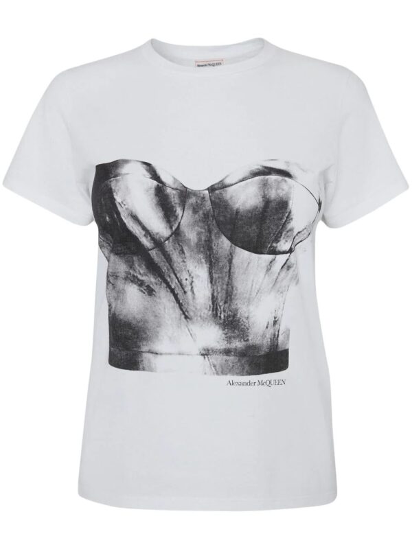 Alexander McQueen  bustier-print cotton T-shirt