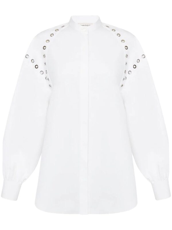 Alexander McQueen  organic-cotton eyelet-detail shirt