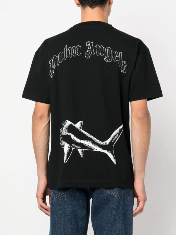 Palm Angels  shark-print organic cotton T-shirt - Image 4