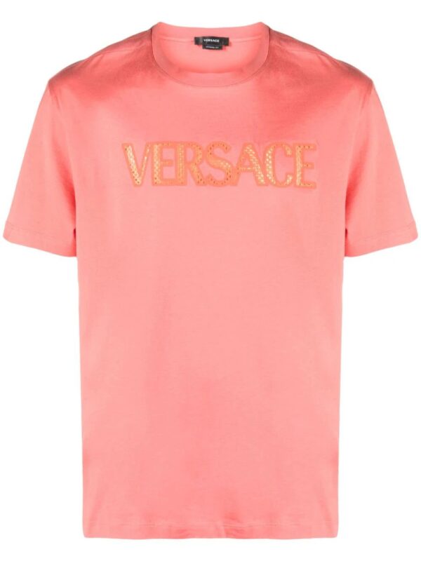 Versace  mesh logo appliqué T-shirt