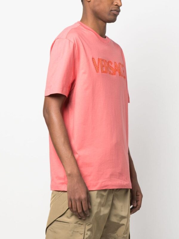 Versace  mesh logo appliqué T-shirt - Image 3