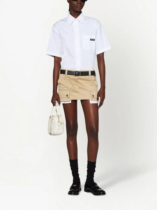 Miu Miu  chino raw-cut hem mini skirt - Image 2