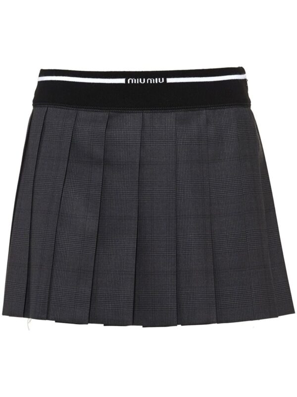 Miu Miu  Glen plaid-check pleated mini skirt