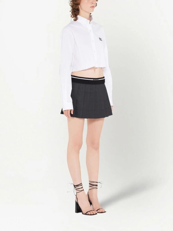 Miu Miu  Glen plaid-check pleated mini skirt - Image 3