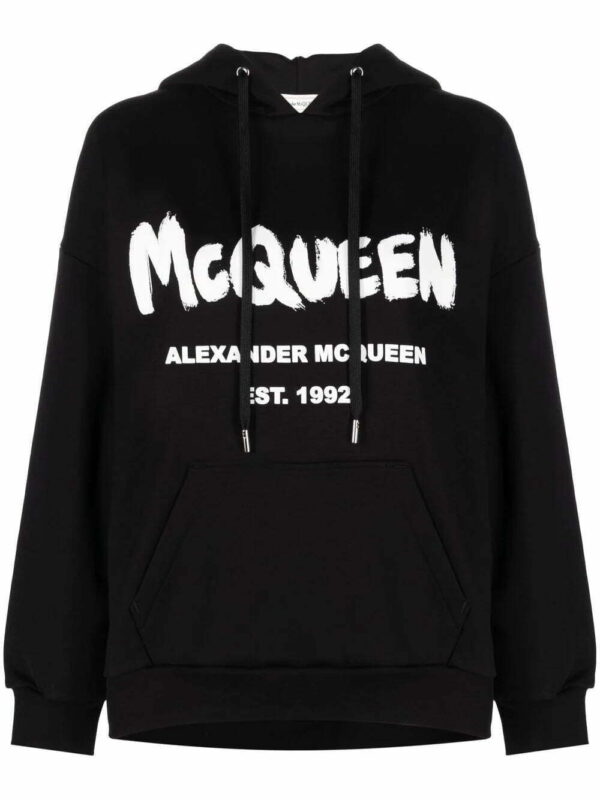 Alexander McQueen  logo-print drawstring hoodie