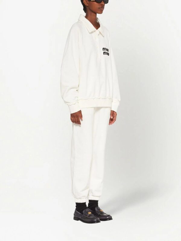 Miu Miu  logo-patch polo sweatshirt - Image 3