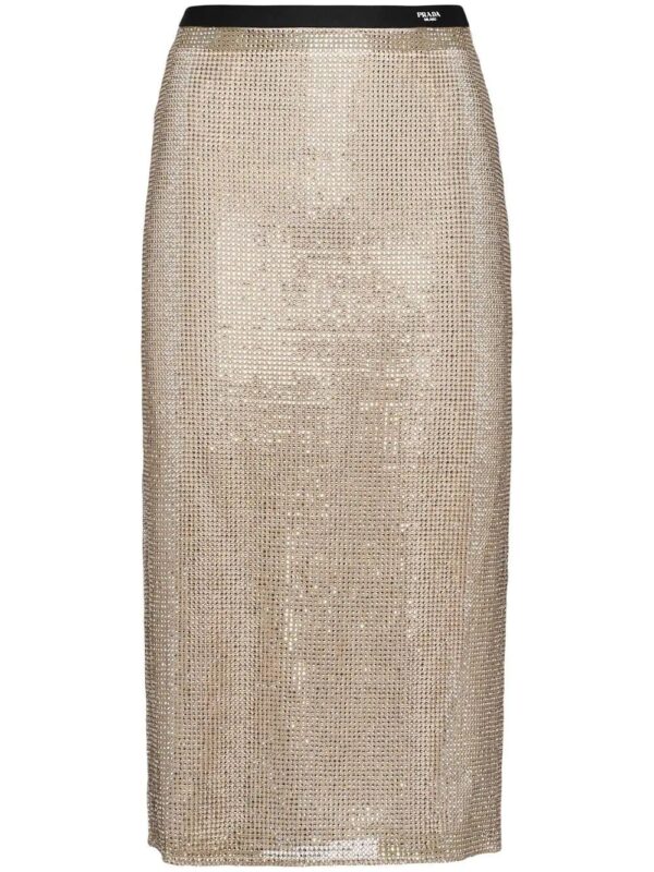 Prada  embellished-mesh midi skirt