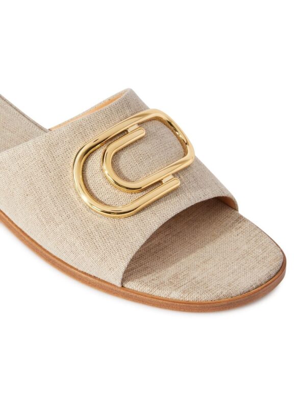Off-White logo-plaque linen slides - Image 5