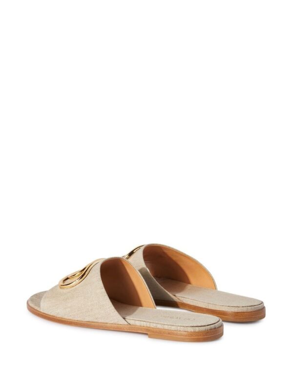 Off-White logo-plaque linen slides - Image 3