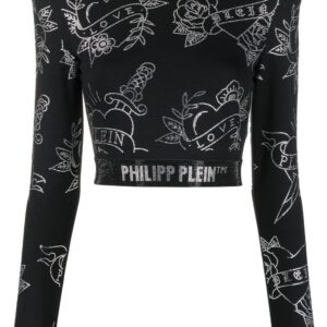 Philipp Plein crystal-embellished long-sleeved top