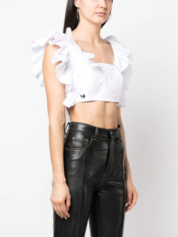 Philipp Plein  cropped ruffle-trimmed top - Image 3