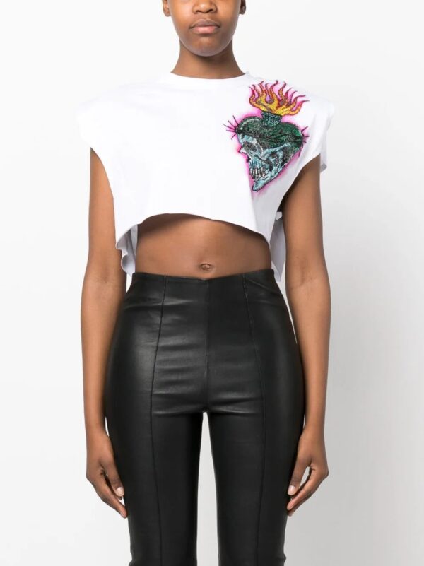 Philipp Plein  Love Tattoo cropped T-shirt - Image 3