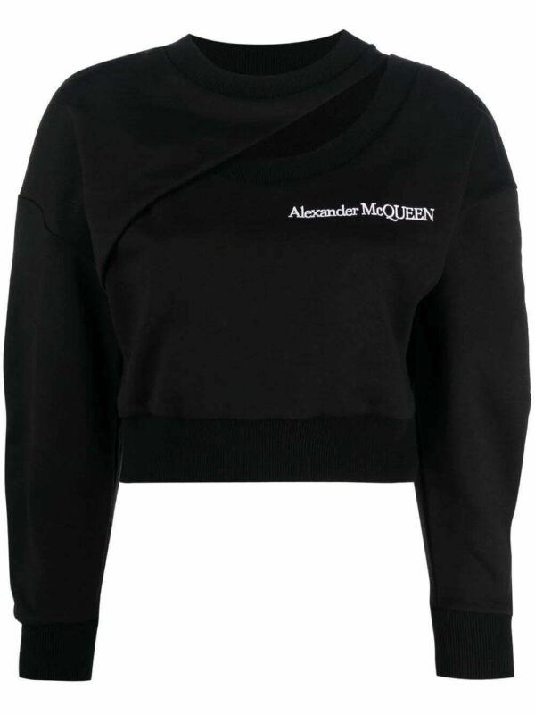 Alexander McQueen  logo-embroidered cut-out sweatshirt