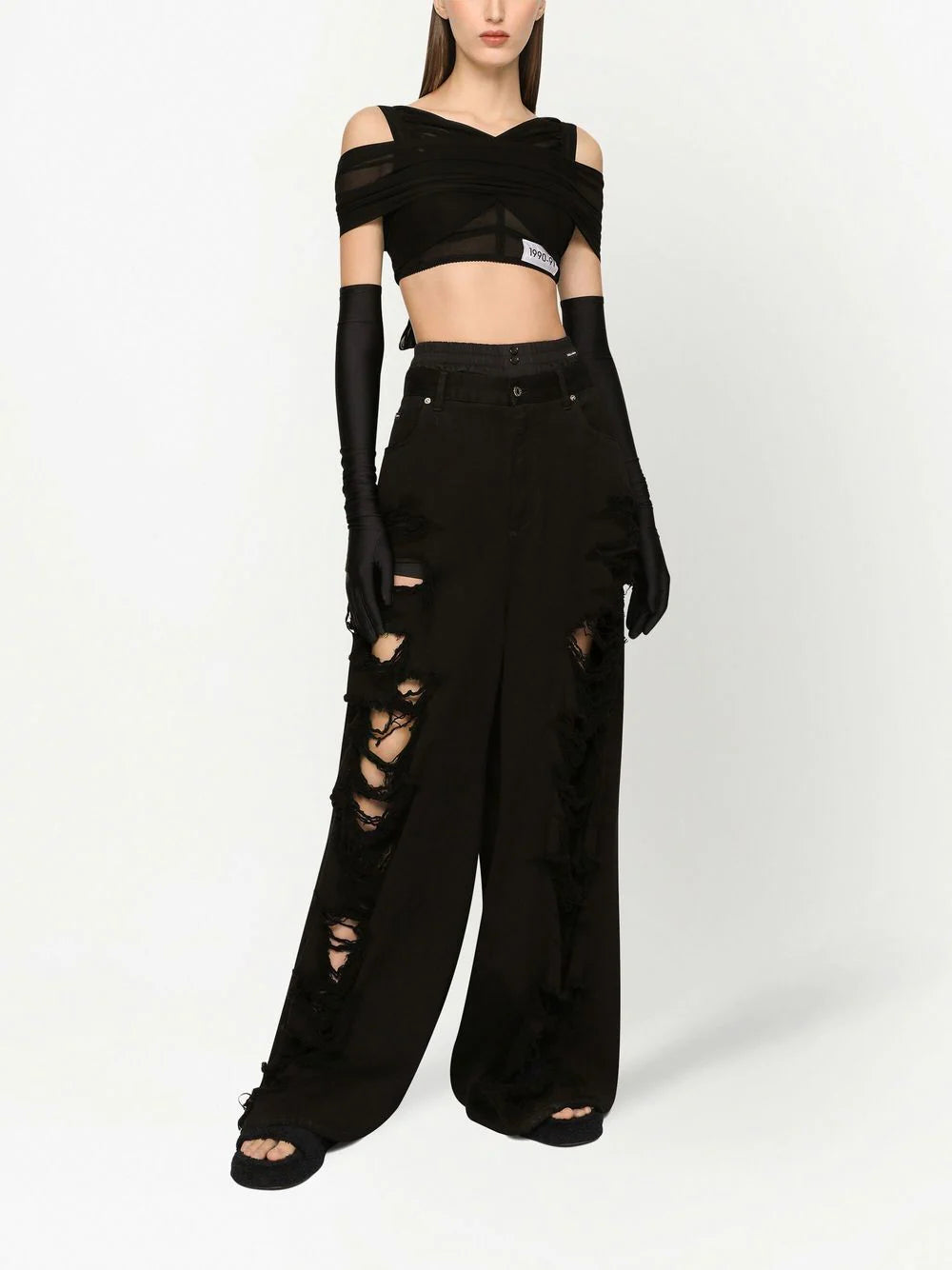 Dolce & Gabbana KIM DOLCE&GABBANA layered off-shoulder cropped top - Image 3